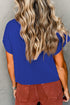 Ribbed Mock Neck Patch Pocket Drop Shoulder Short Sleeve Sweater
